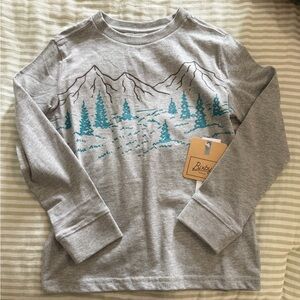 Grey Sweatshirt with Teal Mountain & Tree Graphic